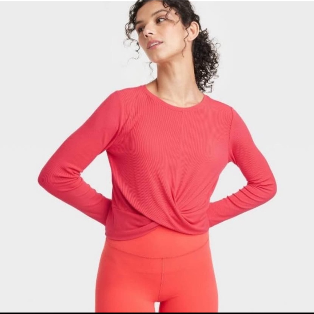 All in Motion Long Sleeve Twist Front Workout Tops (set of 2)